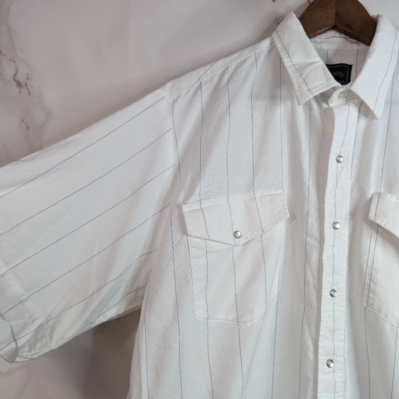 Vintage Roper Shirt Mens Snap Button White  Short Sleeve Size XL Stripe … - Picture 2 of 11